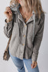 Hooded Drawstring Pockets Corduroy Shacket
